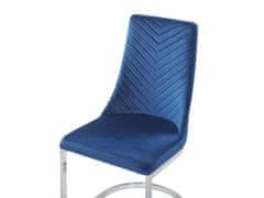 Beliani Sada 2 sametových modrých jídelních židlí ALTOONA