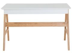 Beliani Bílý psací stůl 120x70 cm se dvěma zásuvkami SHESLAY