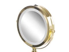 Beliani Kosmetické zrcátko s LED osvětlením ø 18 cm zlaté BAIXAS