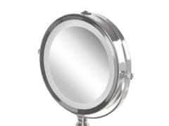 Beliani Kosmetické zrcátko s LED osvětlením ø 18 cm stříbrné CLAIRA
