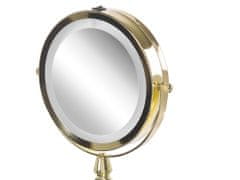 Beliani Kosmetické zrcátko s LED osvětlením ø 18 cm zlaté MAURY