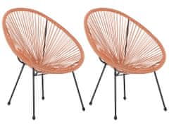 Beliani Sada 2 ratanových židlí oranžových ø 70 cm ACAPULCO II