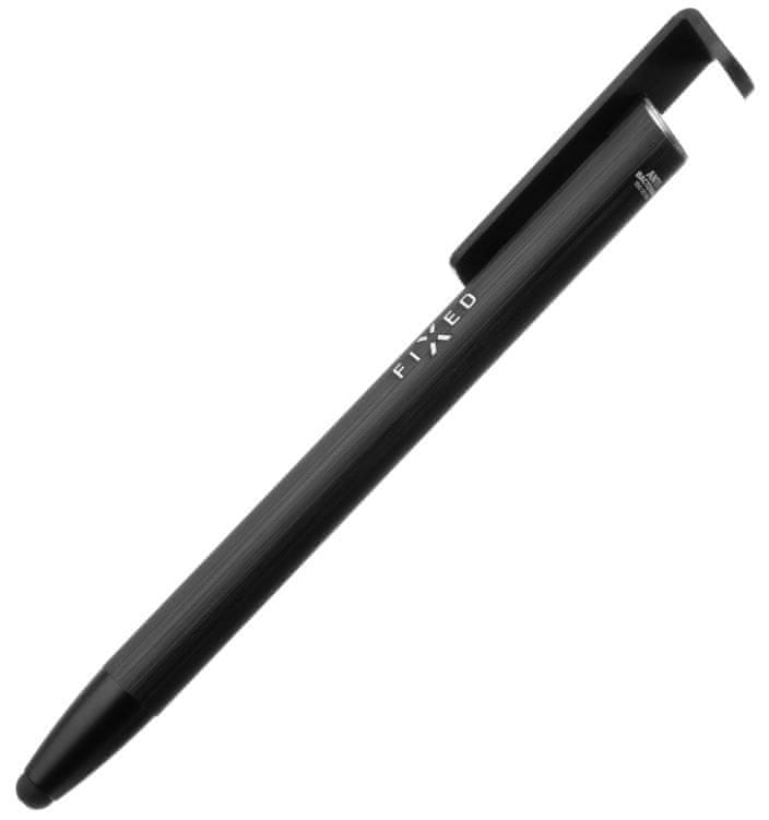 FIXED Propiska 3v1 se stylusem a stojánkem Pen, antibakteriální povrch, hliníkové tělo, FIXPEN-BK černá