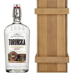 Bramborová vodka 0,5 l v dřevěném boxu | Toruńska Ziemniaczana Mocna | 500 ml | 50 % alkoholu