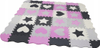 Matadi Pěnové puzzle šedo-růžové Srdce a hvězdy (28x28)