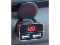 Extol Energy Nabíječka USB do auta, 12/24V, 2xUSB, měřič, 3,4A, 17W