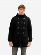 Tom Tailor Černý pánský zimní kabát s kapucí a příměsí vlny Tom Tailor XL
