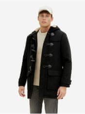 Tom Tailor Černý pánský zimní kabát s kapucí a příměsí vlny Tom Tailor XL