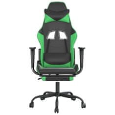 Vidaxl Masážní herní židle s podnožkou černá a zelená umělá kůže