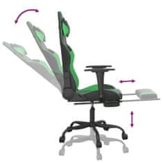 shumee Masážní herní židle s podnožkou černá a zelená umělá kůže