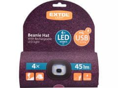Extol Light Čepice s LED světlem 43461 čepice s čelovkou 4x45lm, USB nabíjení, fialová/černá, univerzální velikost