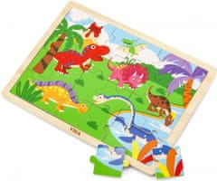 Viga Dřevěné puzzle 16 dílků - dinosauři