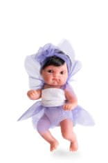 Antonio Juan Víla fialová s černými vlásky - realistická panenka miminko s celovinylovým tělem - 21 cm