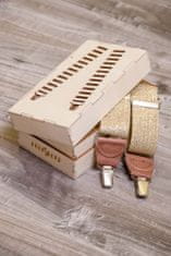 Avantgard Šle Y s koženým středem a zapínáním na klipy - 35 mm - v dřevěné dárkové krabičce 876-9010 Zlatá
