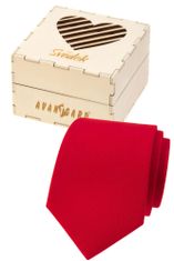 Avantgard Dárkový set Svědek - Kravata LUX v dárkové dřevěné krabičce s nápisem 919-985723 Červená, přírodní dřevo