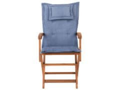 Beliani Sada 2 dřevěných zahradních židlí s modrými polštáři MAUI