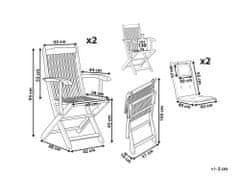 Beliani Sada 2 dřevěných zahradních židlí s šedými polštáři MAUI