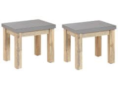 Beliani Sada 2 zahradních židlí z betonu a akátového dřeva šedá OSTUNI
