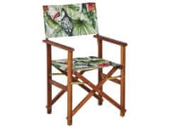 Beliani Sada 2 zahradních židlí z tmavého akátového dřeva motiv tukan CINE