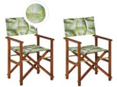 Beliani Sada 2 zahradních židlí z tmavého akátového dřeva tropický vzor CINE