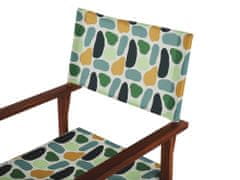 Beliani Sada 2 zahradních židlí z tmavého akátového dřeva barevný vzor CINE