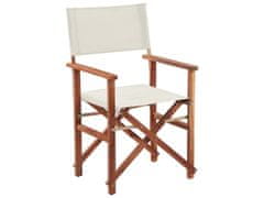 Beliani Sada 2 židlí z akátového tmavého dřeva špinavě bílá CINE