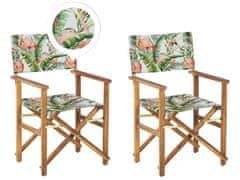 Beliani Sada 2 zahradních židlí ze světlého akátového dřeva vzor pelikána CINE