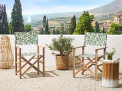 Beliani Sada 2 zahradních židlí ze světlého akátového dřeva šedá s motivem listů CINE