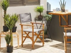 Beliani Sada 2 zahradních židlí ze světlého akátového dřeva šedá s motivem plameňáků CINE