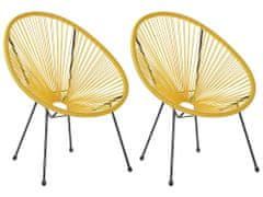 Beliani Sada 2 žlutých ratanových židlí ACAPULCO II