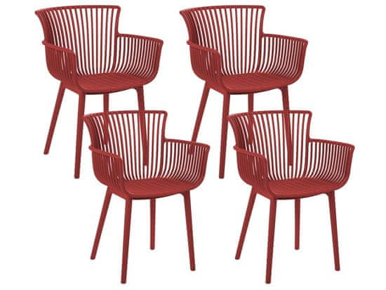 Beliani Sada 4 jídelních židlí červené PESARO
