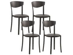 Beliani Sada 4 jídelních židlí plastových černých VIESTE