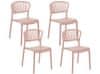 Beliani Sada 4 jídelních židlí růžové GELA