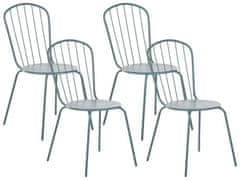 Beliani Sada 4 kovových zahradních židlí světle modrá CALVI