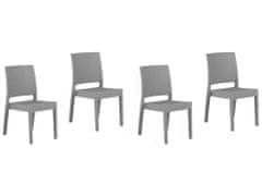 Beliani Sada 4 světle šedých zahradních židlí FOSSANO