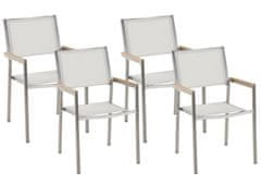 Beliani Sada 4 zahradních židlí z nerezové ocele bílá GROSSETO
