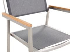 Beliani Sada šesti šedých zahradních židlí z nerezové oceli GROSSETO