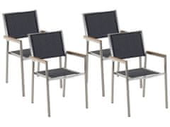 Beliani Sada 4 zahradních židlí z nerezové ocele černá GROSSETO