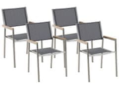 Beliani Sada 4 zahradních židlí z nerezové ocele šedá GROSSETO