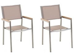 Beliani Sada dvou béžových zahradních židlí z nerezové oceli GROSSETO