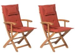 Beliani Sada dvou zahradních židlí s oranžovými polštáři MAUI