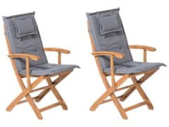 Beliani Sada dvou zahradních židlí s šedými polštáři MAUI