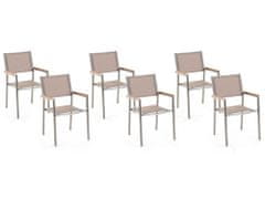 Beliani Sada šesti béžových zahradních židlí z nerezové oceli GROSSETO