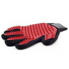Domestico Silikonová rukavice pro vyčesávání a masáž srsti psů a koček pro leváky, červená