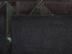 Beliani Koberec z hovězí kůže 160 x 230 cm hnědý/tyrkysový ATALAN