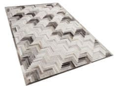 Beliani Kožený koberec 140 x 200 cm šedo-béžový ARSUZ