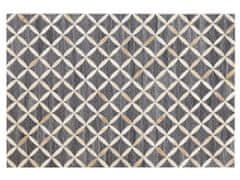Beliani Kožený koberec 140 x 200 cm šedobéžový GENC