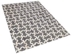 Beliani Kožený koberec 160 x 230 cm šedo-béžový YEDISU