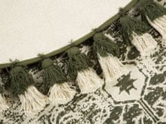 Beliani Kulatý koberec se střapci ø 120 cm krémově zelený KAHTA