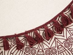 Beliani Kulatý koberec ø 120 cm, orientální tisk, krémově červená barva AYAKLI